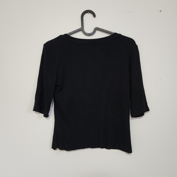 DYNAMITE | Black Ribbed Cropped Short Sleeve Top Medium - Picture 7 of 7